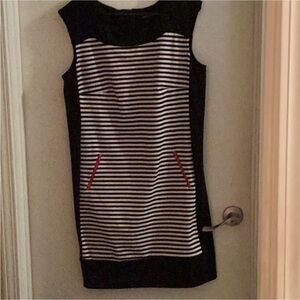 Chetta B Black and White Striped Dress Size 14